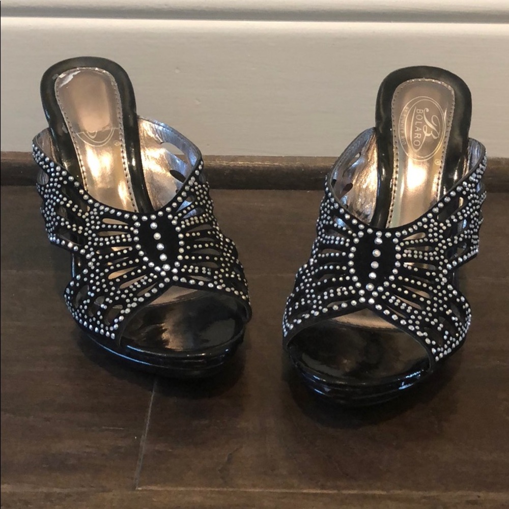 Black embellished heels